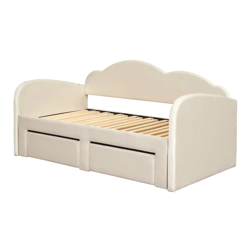 Twin Cloud Velvet Daybed with Trundle and Drawers