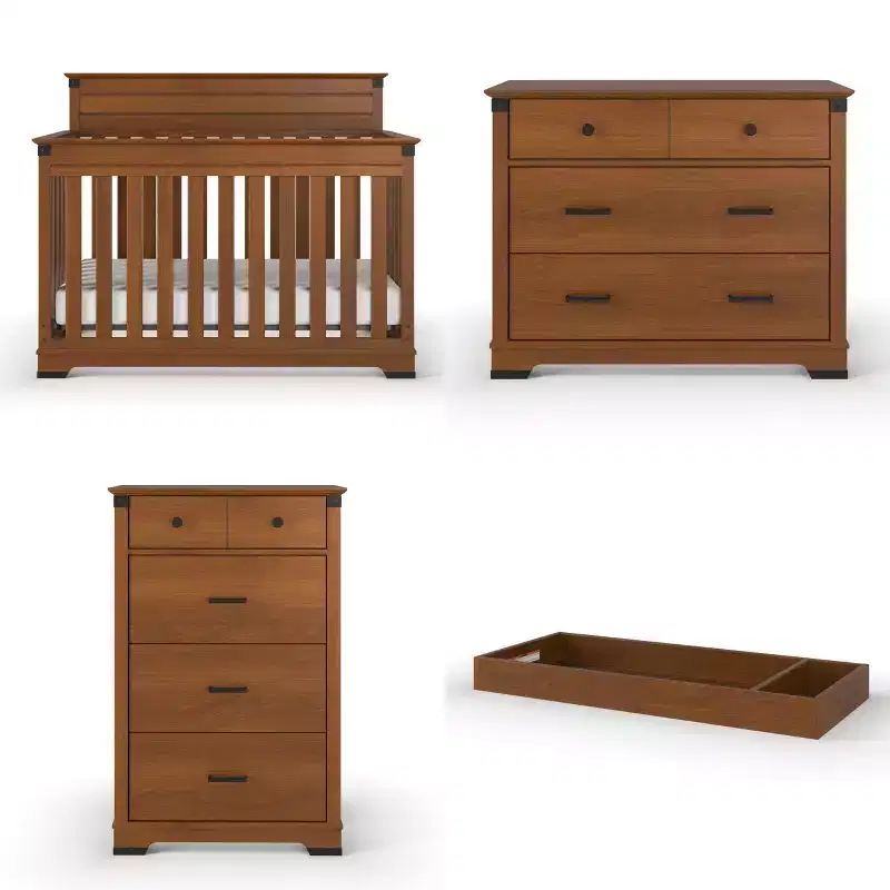 Child Craft Redmond 4-Piece Nursery Set, Includes 4-in-1 Convertible Crib, Dresser, Changing Topper, and Chest