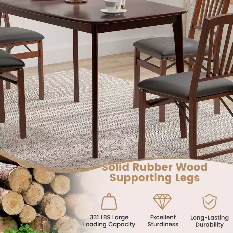 Costway 48 Wooden Dining Table Rectangular Farmhouse Kitchen with Solid Rubber Wood Legs Cherry/Natural