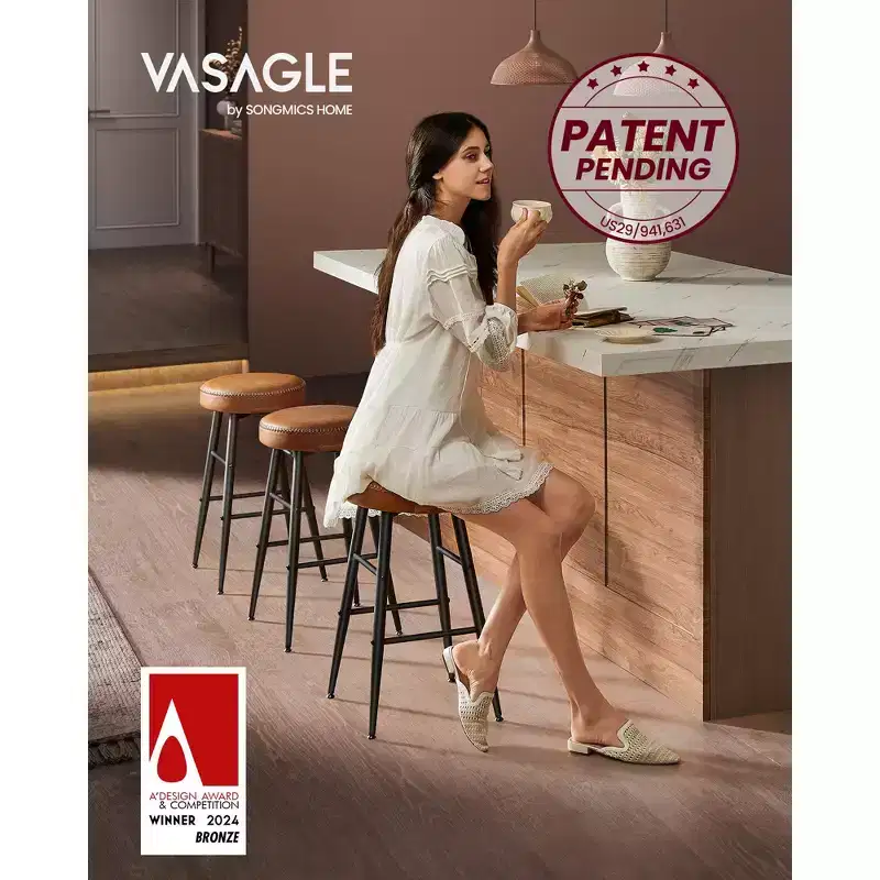 EKHO 24.8-Inch Tall Bar Chair Set of 2, Counter Height Bar Stools, Kitchen Counter Stools