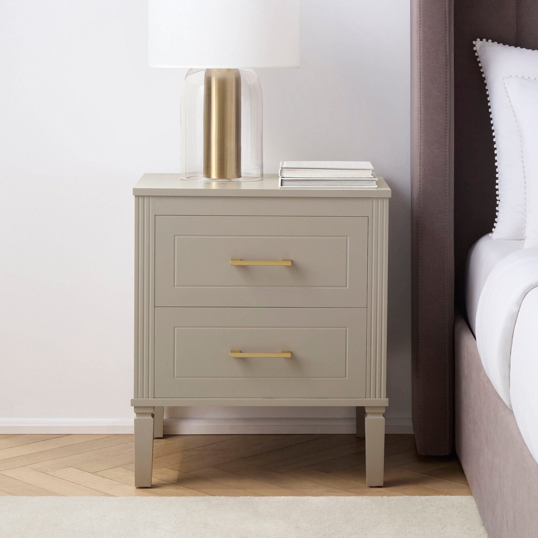 2 Drawer Bedside Table - Taupe