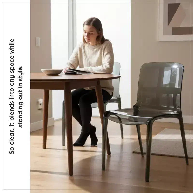 LeisureMod Murray Mid-Century Modern Dining Chair - Waterfall Edge Design Acrylic, Ergonomic and Stackable, Set of 4