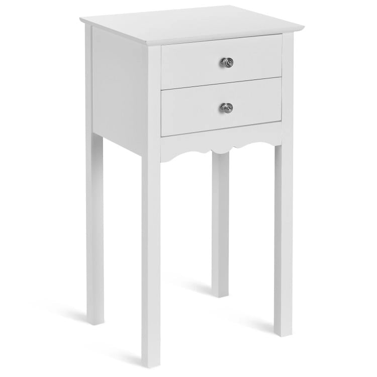 White 2-Drawer Side Table, 16 x 13 x 30 in.