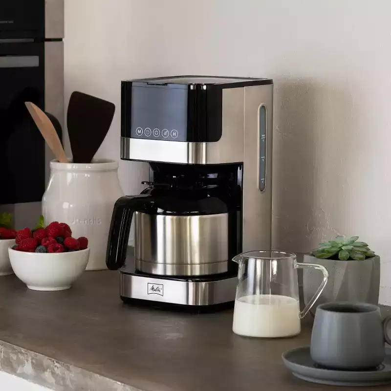 Melitta Aroma Tocco 8c Drip Coffeemaker with Thermal Carafe: Stainless Steel, Digital Display, Automatic Shut-Off, 8 Cup Capacity