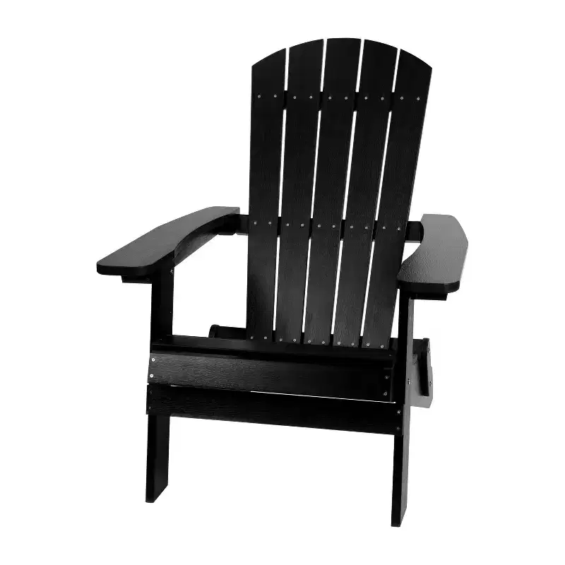 Emma and Oliver All-Weather Poly Resin Folding Adirondack Chair - Patio Chair