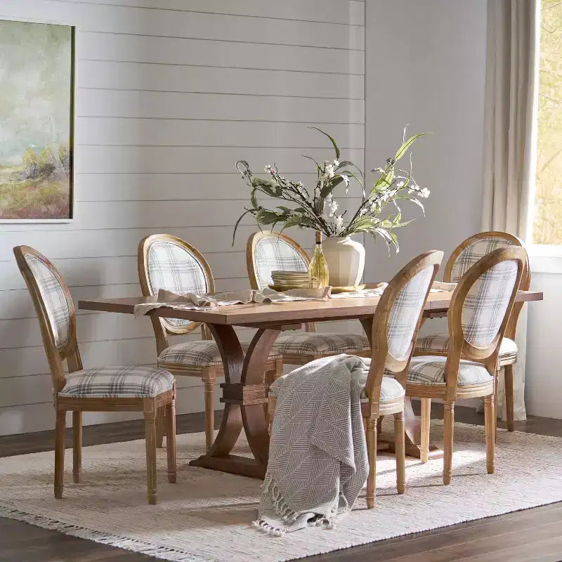 Christopher Knight Home Derring 7 Pieces French Country Upholstered Wood Expandable Dining Set