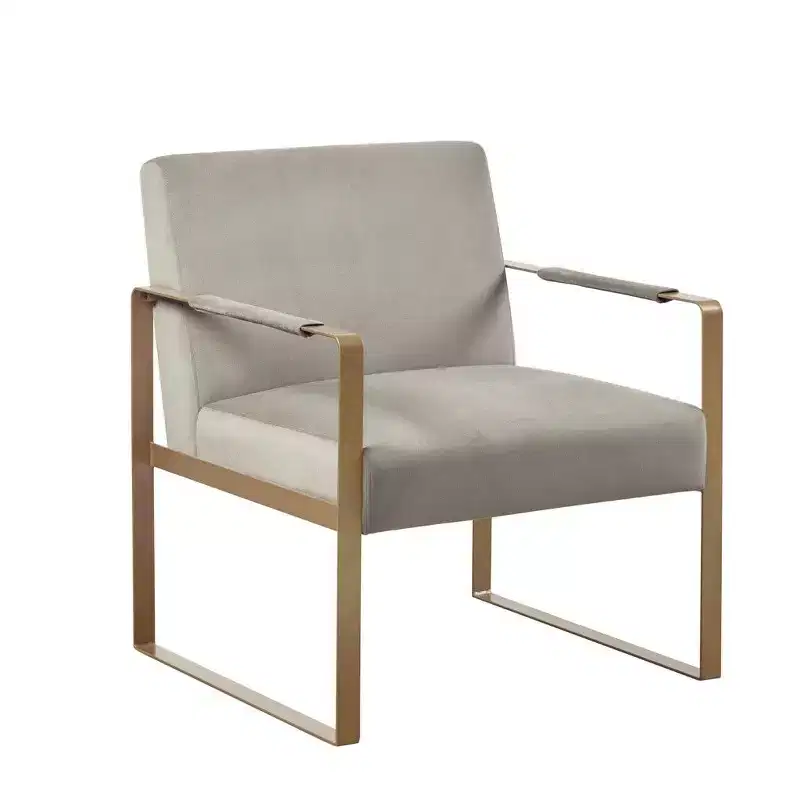 Okak Leisure Accent Chair with Comfy Back Upholstery Cushion Gold Metal Frame Stylish Reading Armchair for Living Room Waiting Room