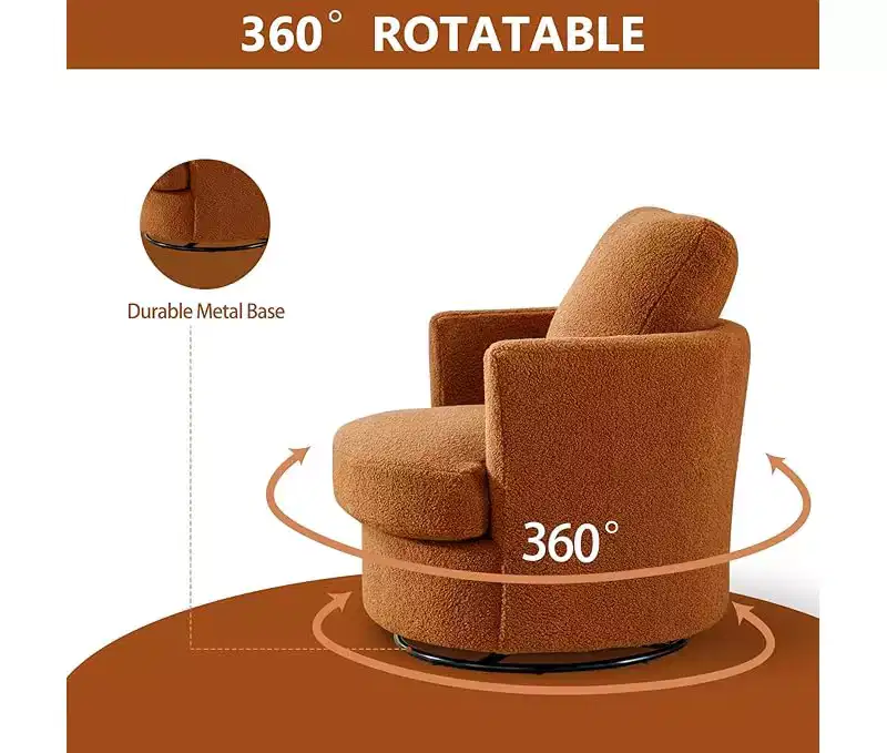 GDFStudio Bertha Swivel Boucle Upholstered 32 Wood and Steel Chair