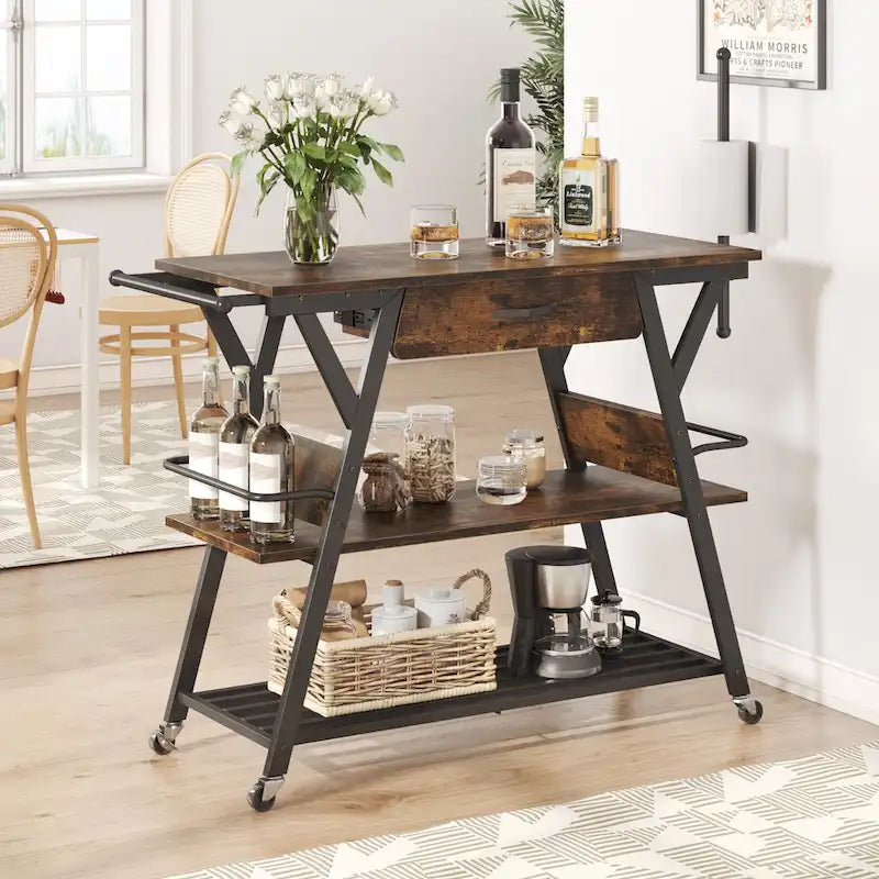 41.7 inch Wide Rolling Kitchen Island with Drawer