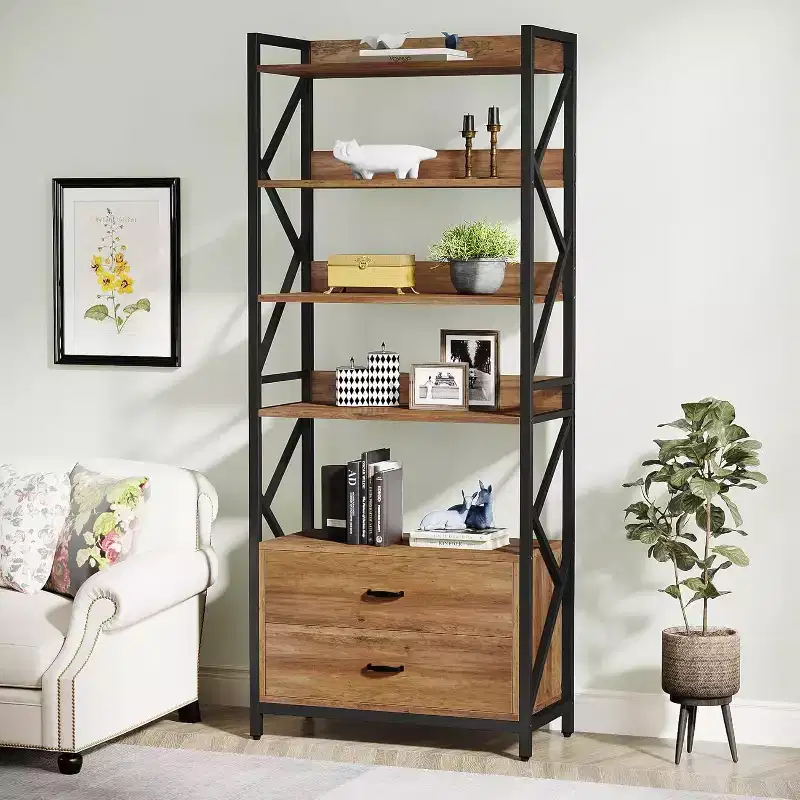 Lantine 70.8 2 Drawers 5 Shelf Open Bookcase