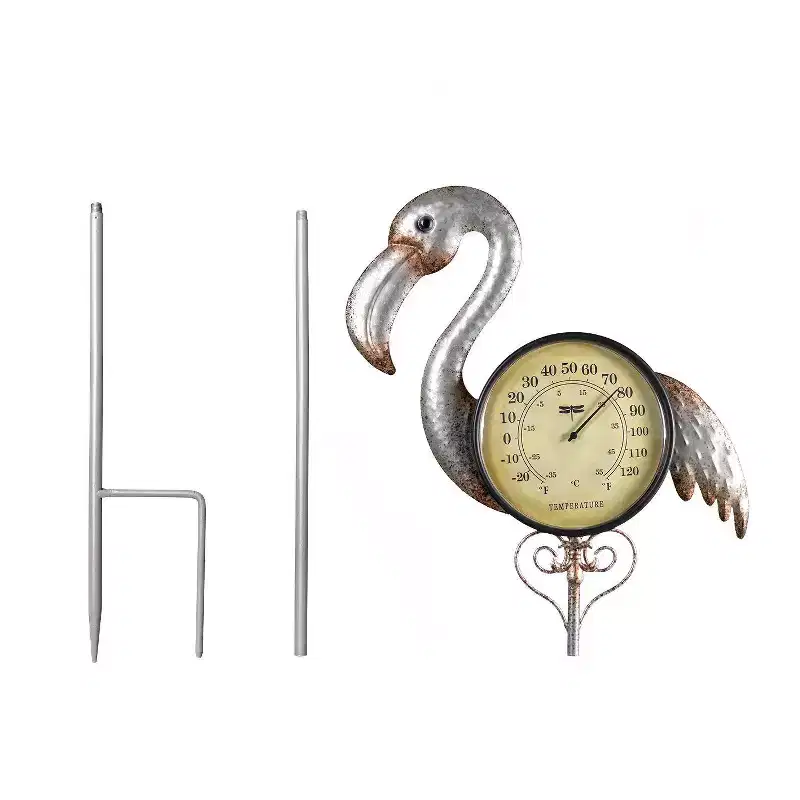 Poolmaster Outdoor Thermometer Garden Stake - Flamingo