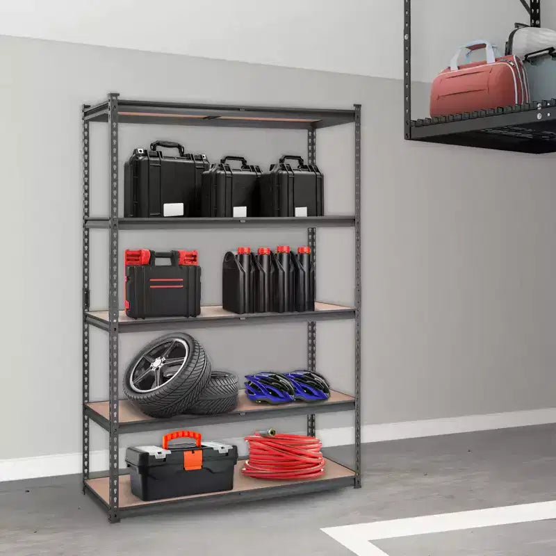 Storage Shelving Unit 48x18x72 Inch, 5-Tier Adjustable 2000 lbs Capacity, Heavy Duty Garage Shelves Metal Organizer Utility Rack, Black