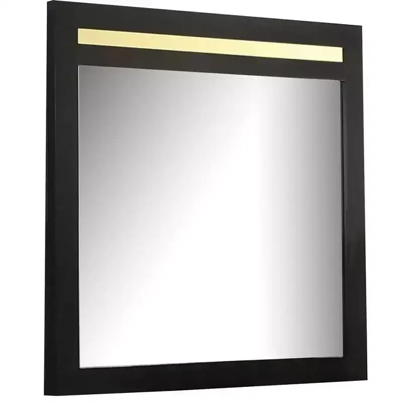 Royal Hampton 41 Inch Dresser Mirror, Modern Glam Black with Gold Acrylic Accents