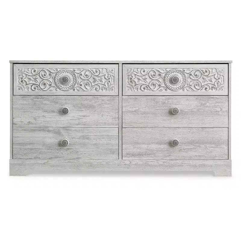 Signature Design by Ashley Casual Paxberry 6 Drawer Dresser, Whitewash