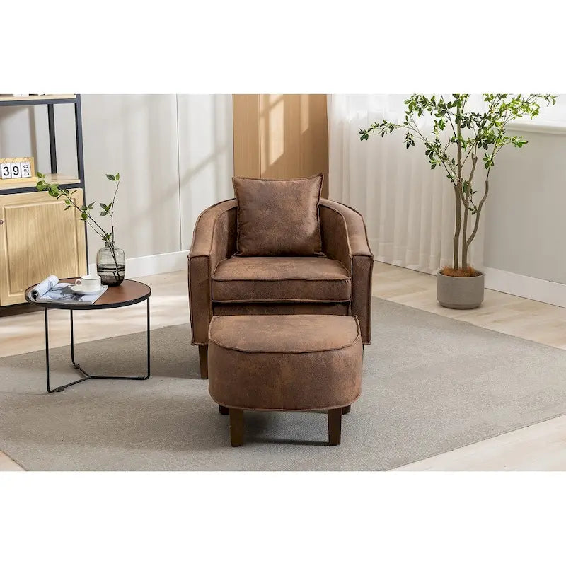 Mid-Century Modern Club Accent Chair with Tufted Back and Round Arms