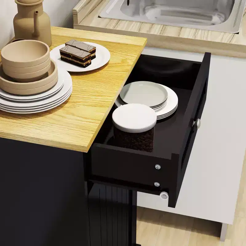 AndMakers 19.68 in. W x 13.77 in. D x 35.62 in. H Ready to Assemble Trash Can Kitchen Cabinet