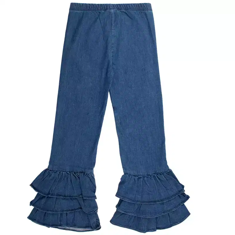 RuffleButts Girls Denim Flare Pants