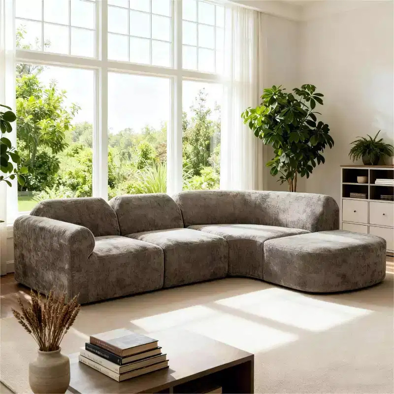 Christopher Knight Home Jace 111 Modern 4-Seater Upholstered Curved Sectional Sofa