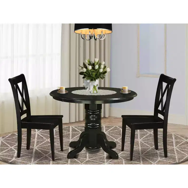 Victorian Dining Set - 3Pc Round Table & 2 Chairs - 42 Inch - Vintage Farmhouse Style