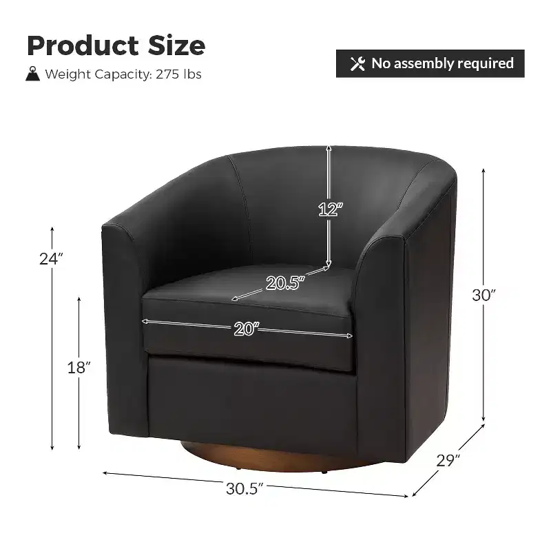Set of 2 Jessie 30.5 Wide Modern Swivel Barrel Faux Leather Chair with Solid Wood Base|ART OF LIVING DESIGNS