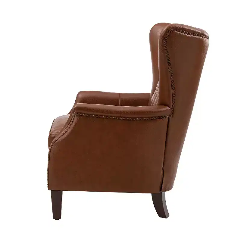 Valerius Genuine Leather Armchair with Nailhead Trims and Solid Wood Legs | HULALA HOME
