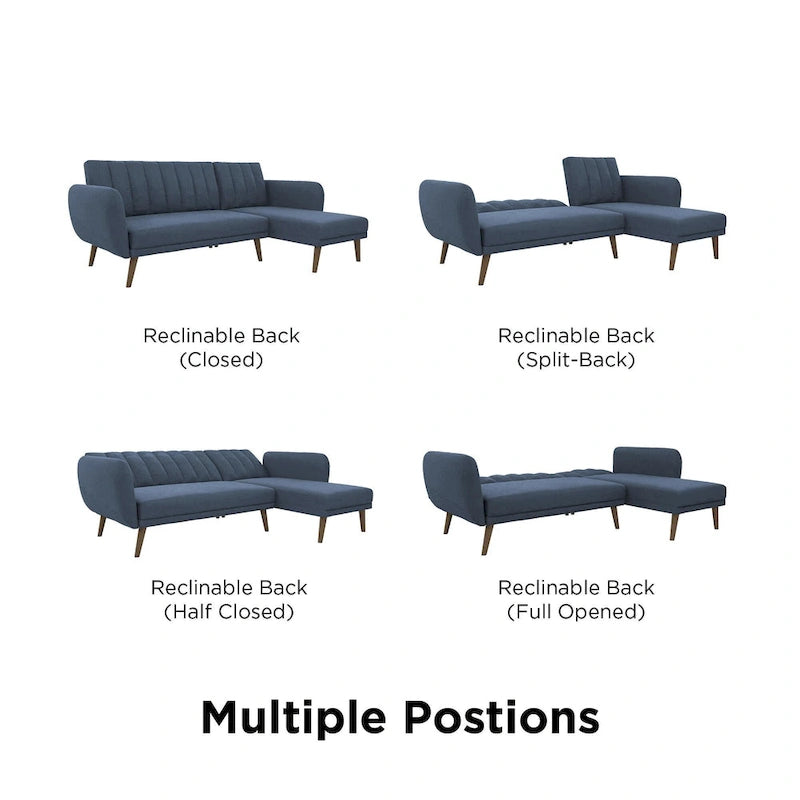 Sectional Futon Sofa Bed, Convertible Sleeper, Modern Living Room Couch