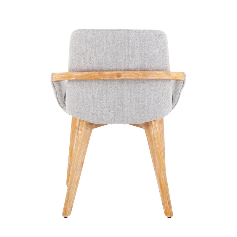 Mid-Century Upholstered Dining Chair with Natural Wood Arms and Legs