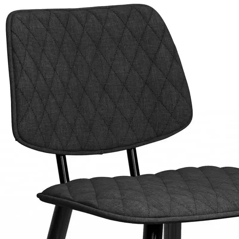 WyndenHall Set of 2 Skyla Counter Height Barstool Charcoal Gray: Quilted Diamond Detail, Plywood Frame, Foam Filled