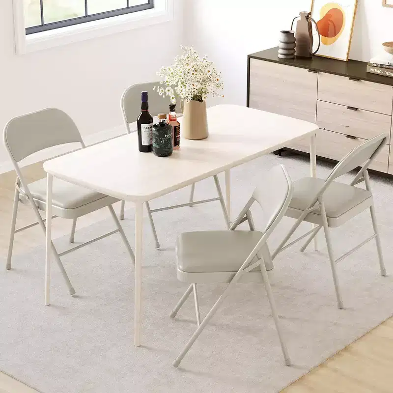 Folding Chairs Set of 2/4, PU Upholstered Foldable Chairs with Metal Frame Hold Up to 350 Pounds