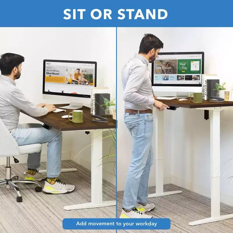 Mount-It! Electric Sit-Stand Desk with Tabletop - White/Oak
