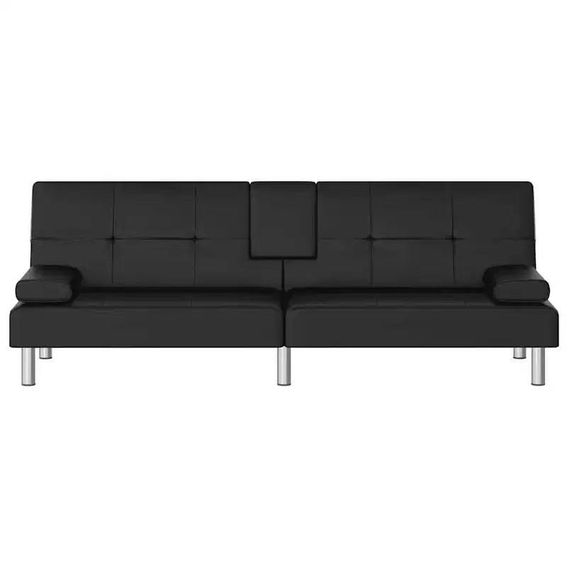 vidaXL Sofa Bed Foldable Sleeper Sofa Couch Bed with Cup Holders Faux Leather