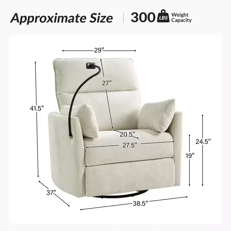 Julius 38 Power Rocking Swivel Nursery Recliner with USB Set of 2 | HULALA HOME