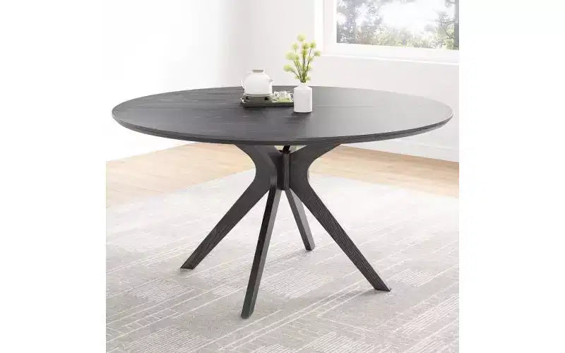 TUYOHW 47 Round Dining Table with Intersecting Base & Anti-slip Feet,Solid Wood Kitchen Table for 4-6,Circle Dining Room Table for Living Room