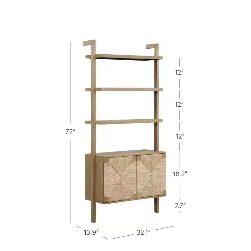 72" Nathan James Set of 2 Beacon Seagrass Bookshelf Light Brown