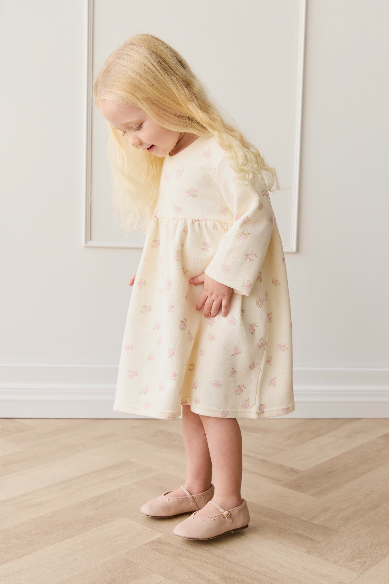Effortless Neutral Solid Organic Cotton-Elastane  Dress with Breathable Soft Silhouette for Girls Everyday (6M�C8Y)
