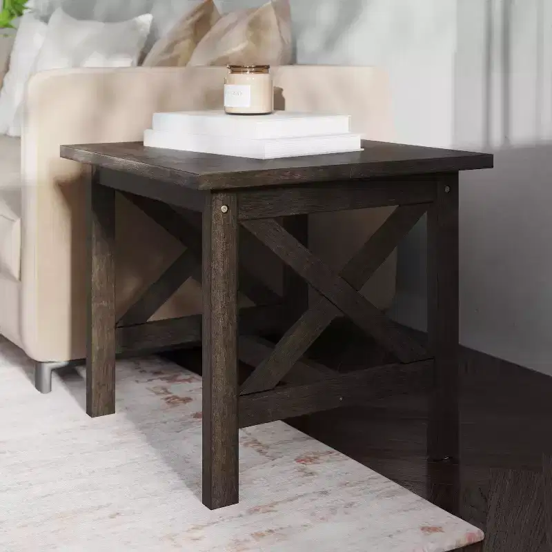 Emma and Oliver Solid Wood Farmhouse Style End Table