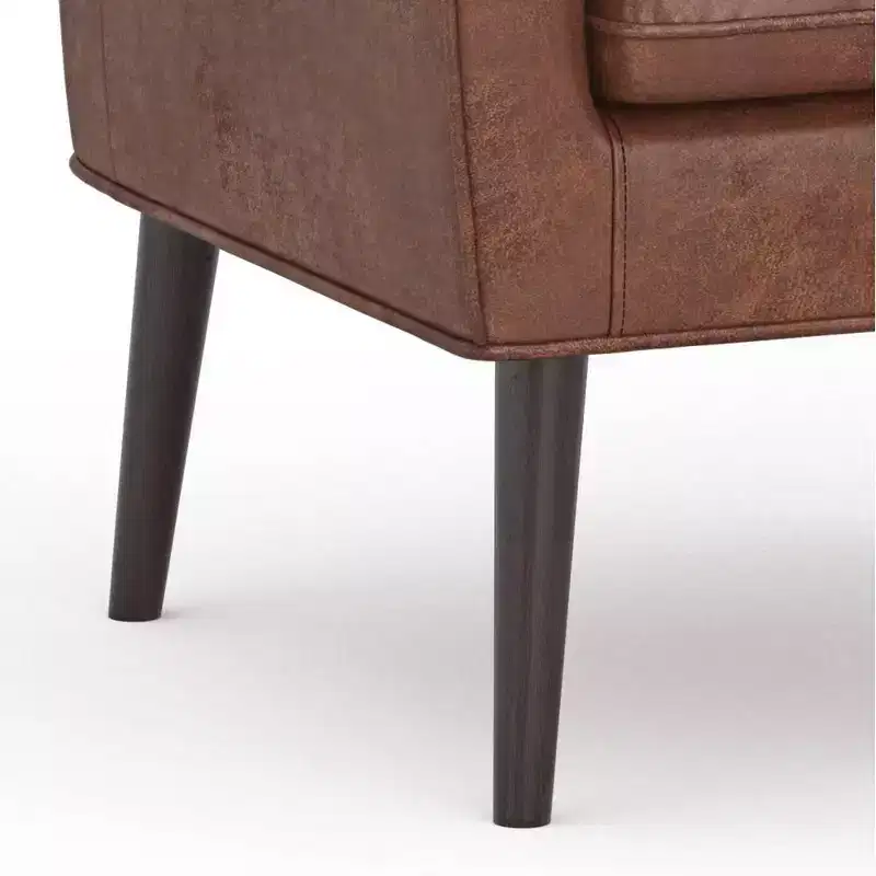 Warnock Accent Chair Distressed Saddle Brown - WyndenHall: Faux Leather, Rubberwood Legs