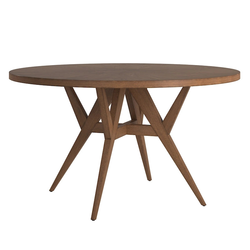 Round Mid-Century Modern Walnut Base Dining Table