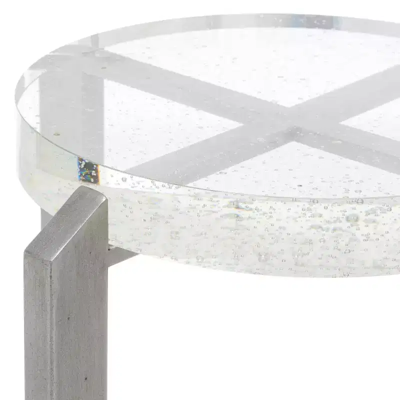Glass and Metal Round Bubble Accent Table