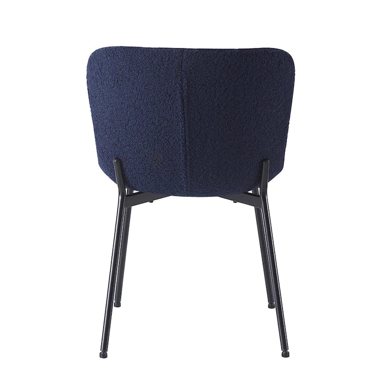 Fabric Upholstered Armless Dining Chairs with Powder-Coated Steel Legs, Set of 2