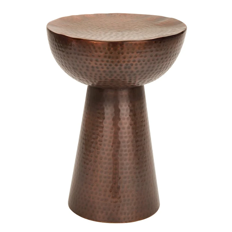 Metal Accent Table with Hammered Design - Bronze or Copper