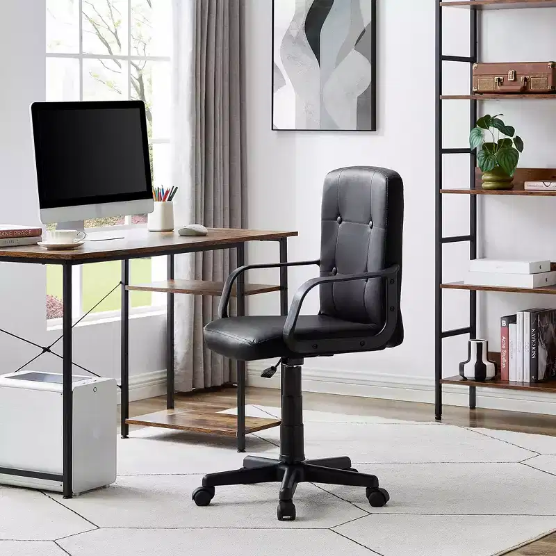VECELO Home Office Desk Chair with Armrests, Mid Back Adjustable Height
