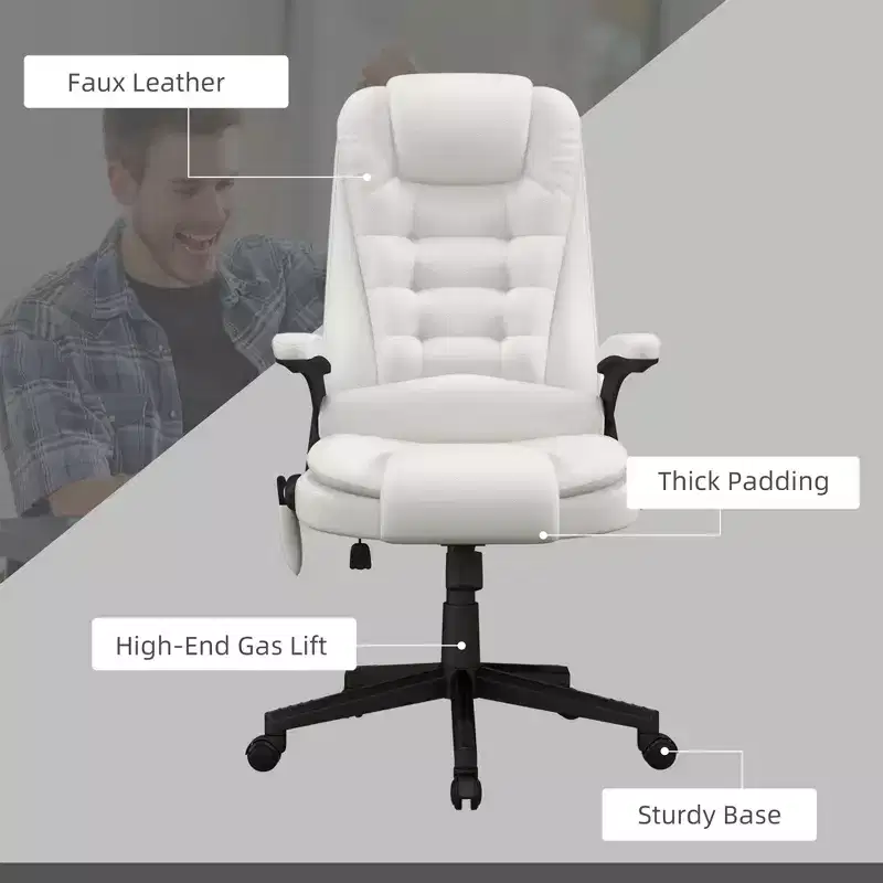 HOMCOM High-Back Massage Office Chair, Heated Reclining Computer Chair with Remote