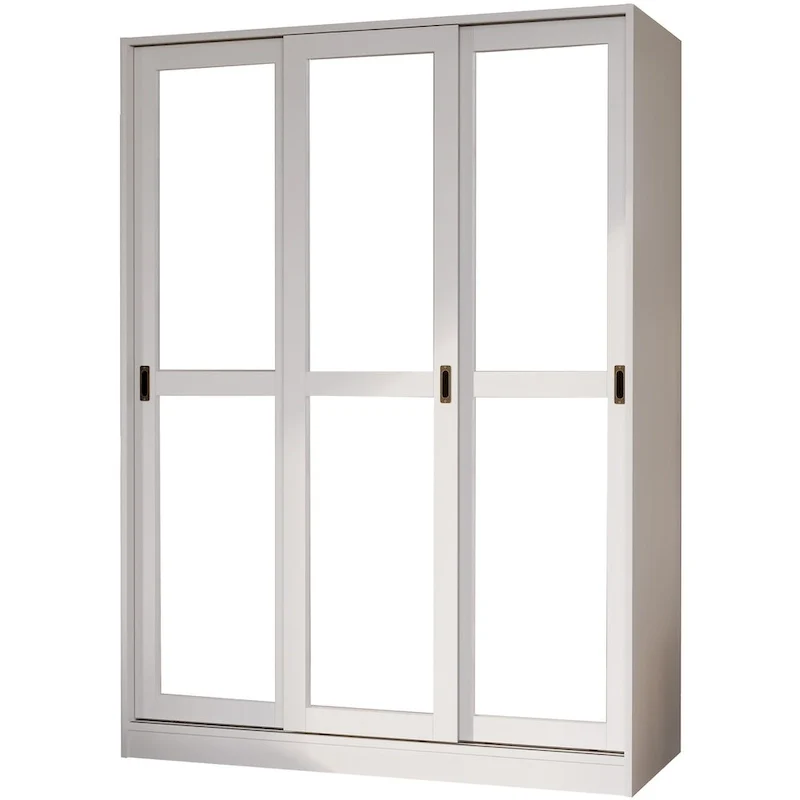 100% Solid Wood Wall Clo System of Wardrobe Armoires with Mirrored, Louvered or Raised Panel Sliding Doors