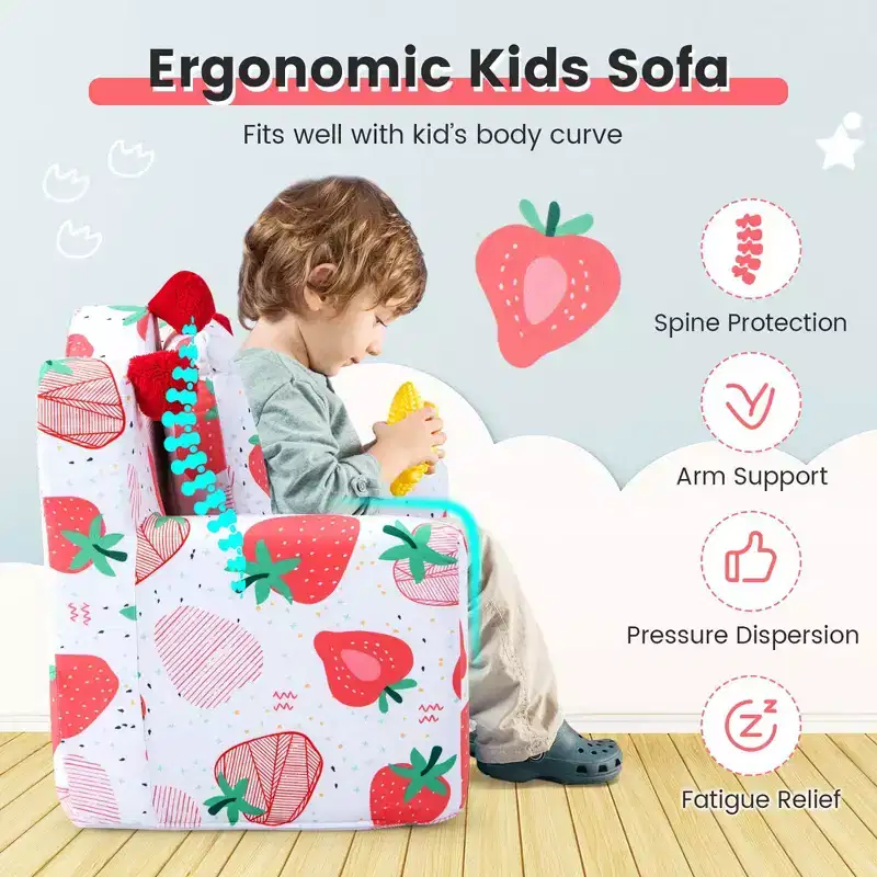 Costway Kids Sofa Chair Foam Filled Armchair Dinosaur Toddler Couch with Cover & Pillow