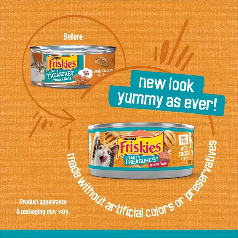 Purina Friskies Tasty Treasures Prime Filets with Chicken & Liver In Gravy Wet Cat Food - 5.5oz