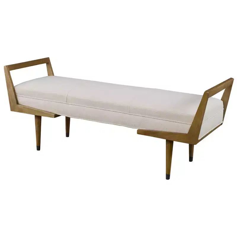 Uttermost Waylon 59 Wide Woven Beige Fabric Tufted Bench