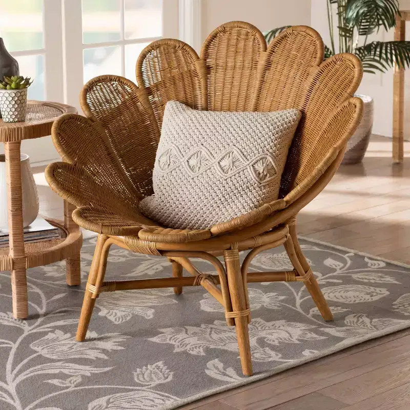 bali & pari Blossom Rattan Accent Flower Chair Honey