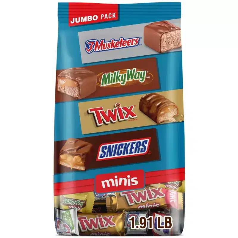 Snickers, Twix, Milky Way & 3 Musketeers Minis Candy Chocolate Bars Variety Pack - 30.63oz/110ct Bulk Bag