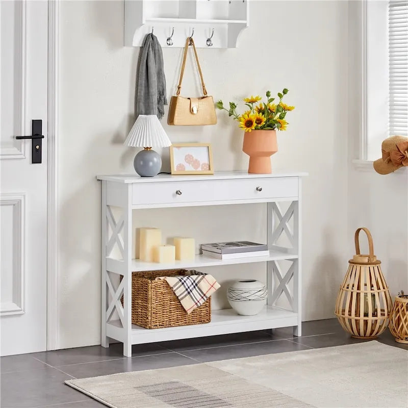Console Table with 1 Drawer and 2 Open Shelves
